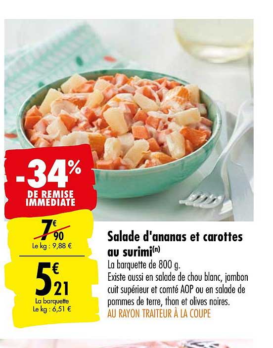 salade d'ananas et carottes au surimi -34% de remise immédiate