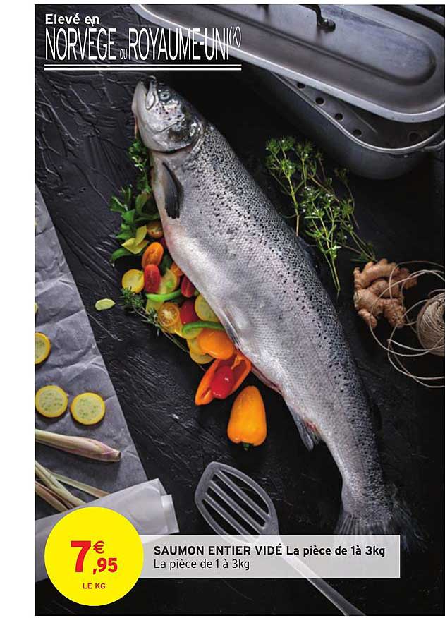 saumon entier vidé la pièce de 1 à 3kg