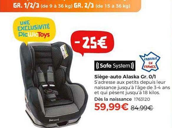 siège auto alaska gr. 0 1 safe system