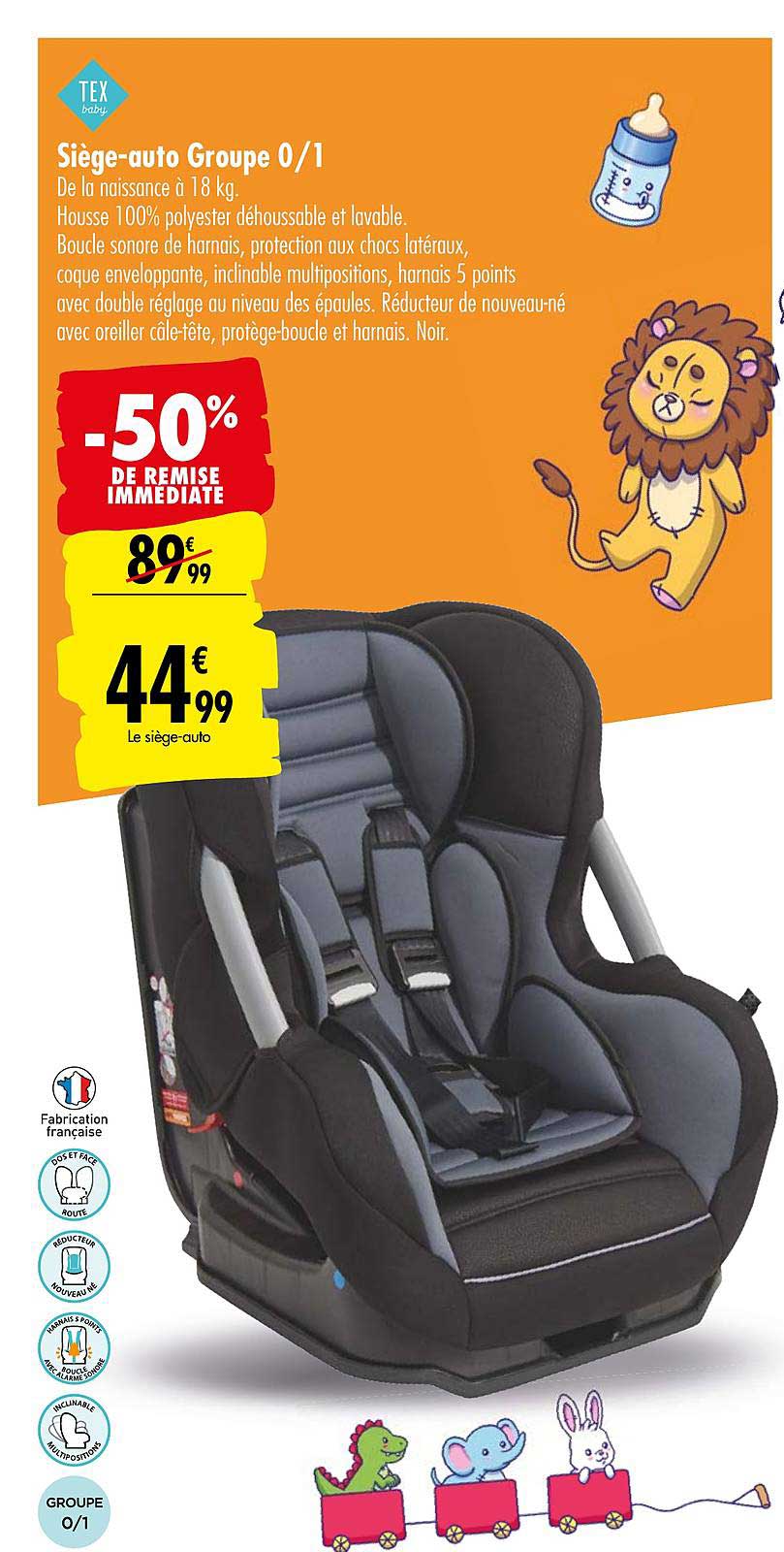 siège auto groupe 0 1 tex baby -50% de remise immédiate