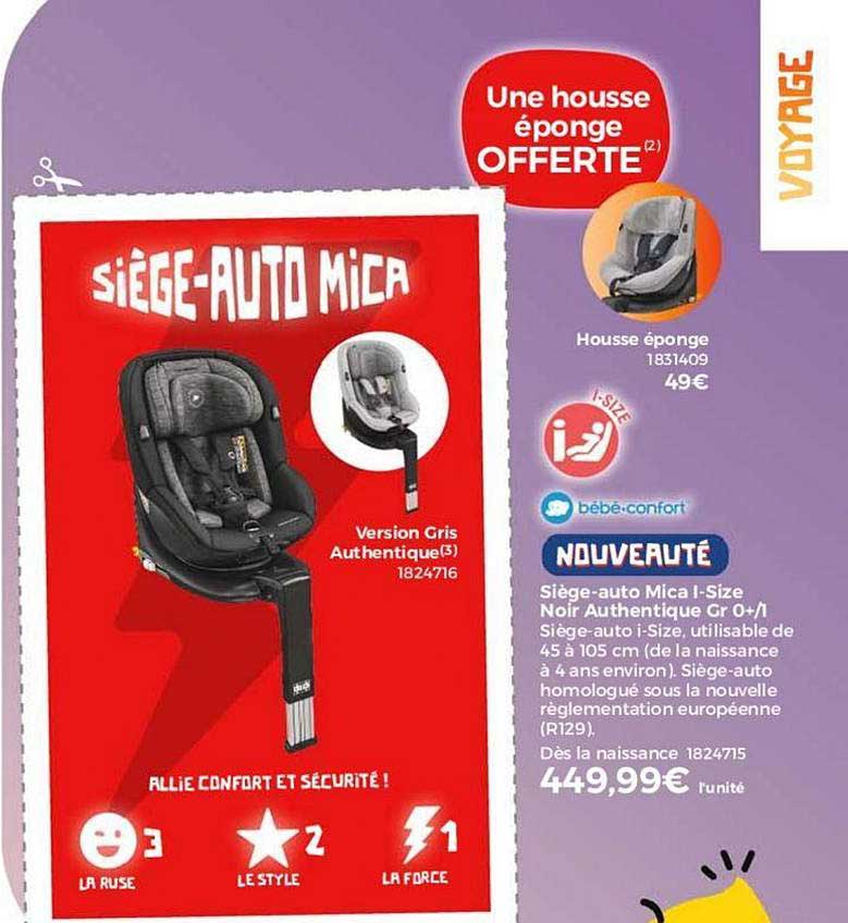 siège auto mica i size noir authentique gr 0+ 1 bébé confort