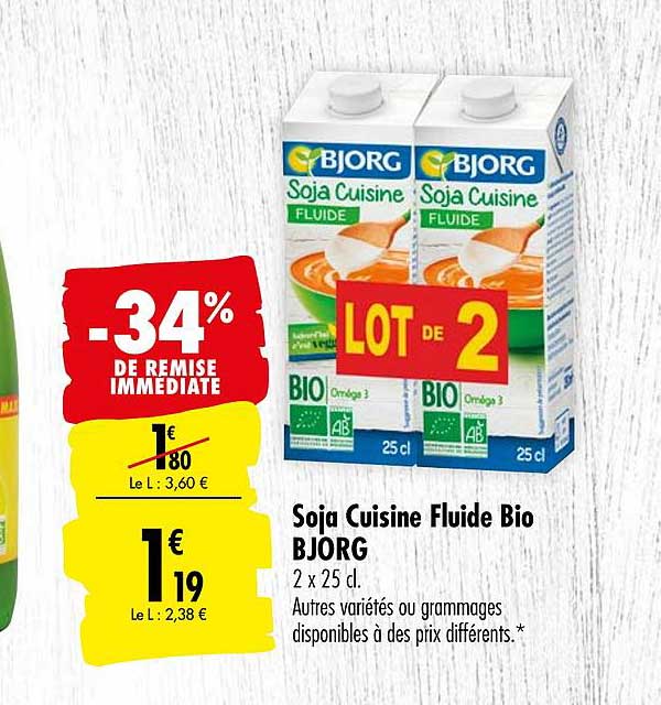 Soja Cuisine Fluide Bio Bjorg -34% De Remise Immédiate