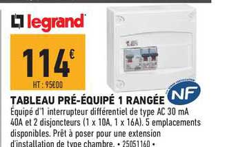 tableau pré équipé 1 rangée legrand nf