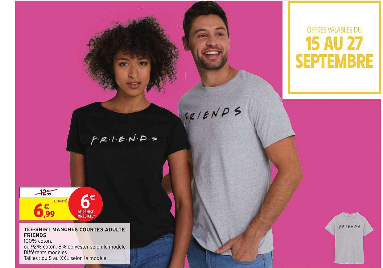 tee shirt manches courtes adulte friends