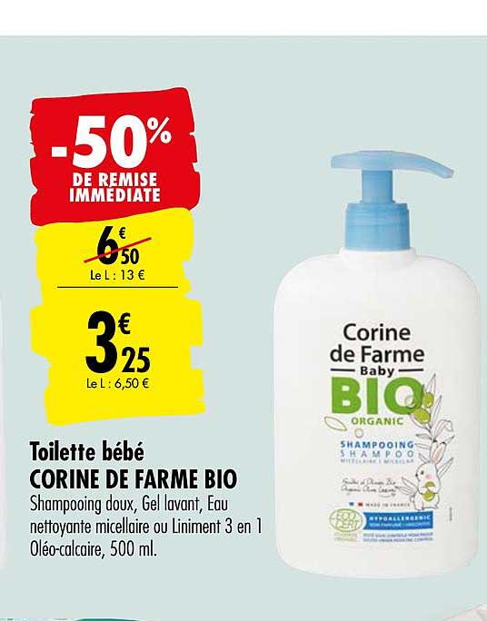 toilette bébé corine de farme bio -50% remise immédiate