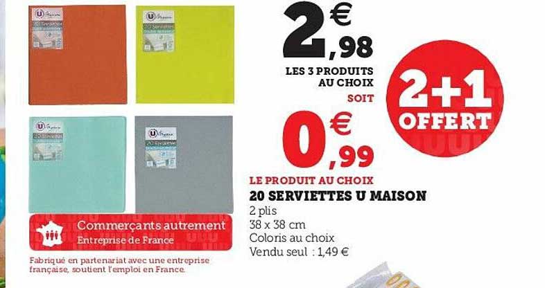 20 Serviettes U Maison