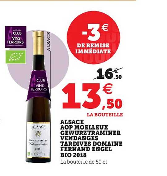 alsace aop moelleux gewurztraminer vendanges tardives domaine fernand engel bio 2018