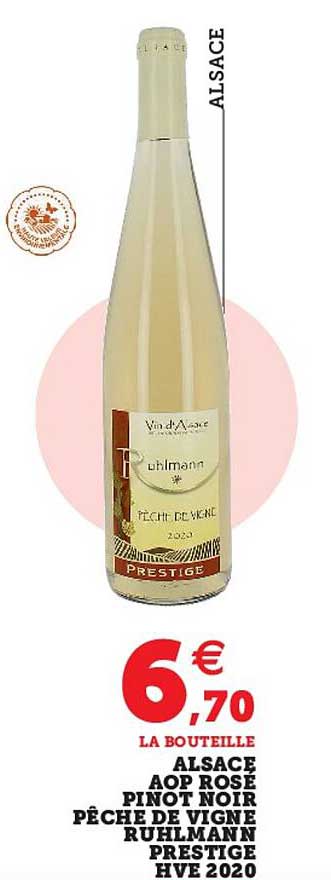 alsace aop rosé pinot noir pêche de vigne ruhlmann prestige hve 2020