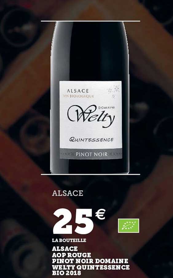 alsace aop rouge pinot noir domaine welty quintessence bio 2018