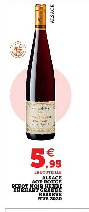 alsace aop rouge pinot noir henri ehrhart grande réserve hve 2020