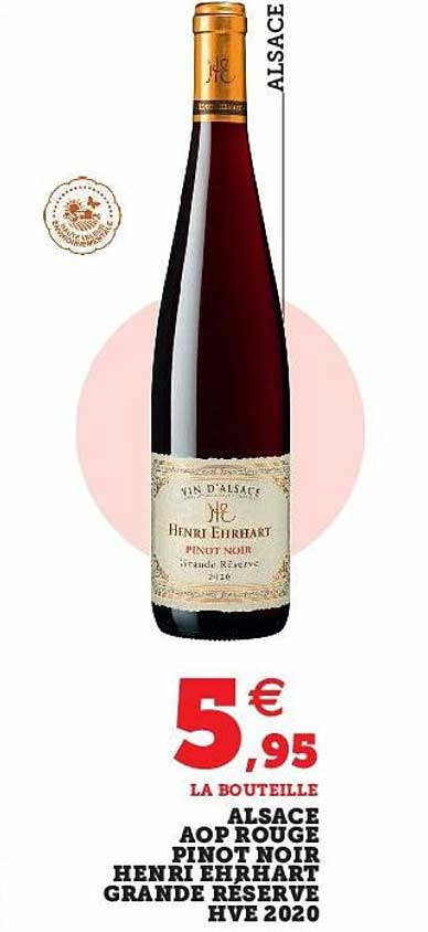 alsace aop rouge pinot noir henri ehrhart grande réserve hve 2020