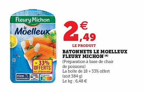 bâtonnets le moelleux fleury michon