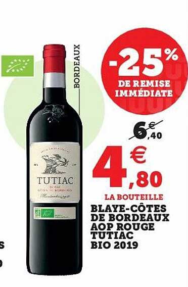 blaye-côtes de bordeaux aop rouge tutiac bio 2019