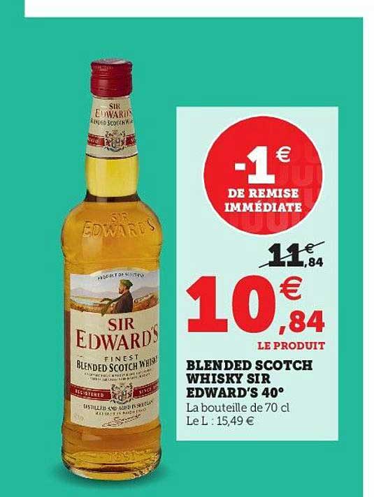 blended scotch whisky sir edward's 40°