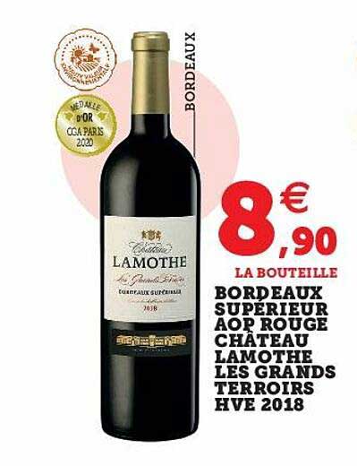 bordeaux supérieur aop rouge château lamothe les grands terroirs hve 2018