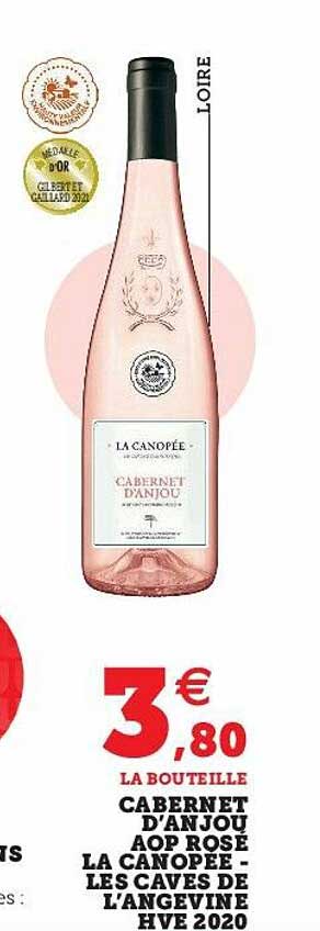 cabernet d'anjou aop rosé la canopée - les caves de l'angevine hve 2020