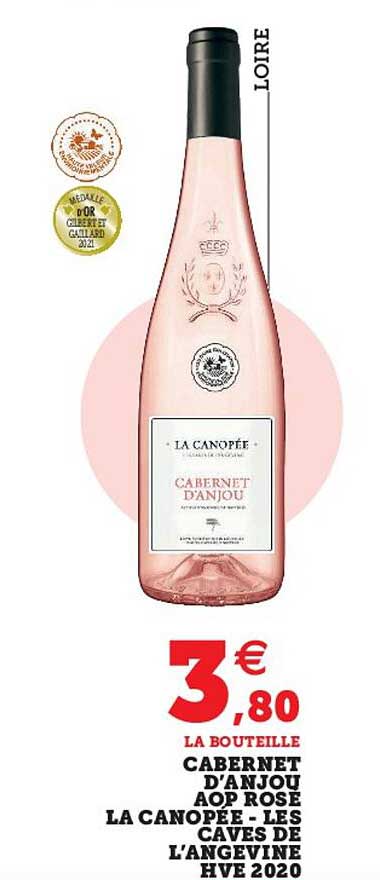 cabernet d'anjou aop rose la canopée - les caves de l'angevine hve 2020