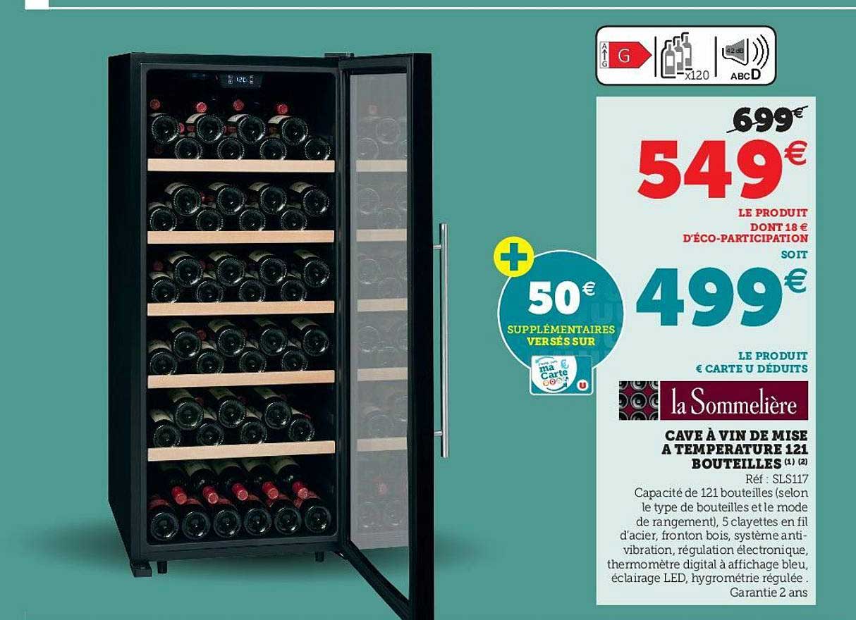 cave à vin de mise à température 121 bouteilles la sommelière