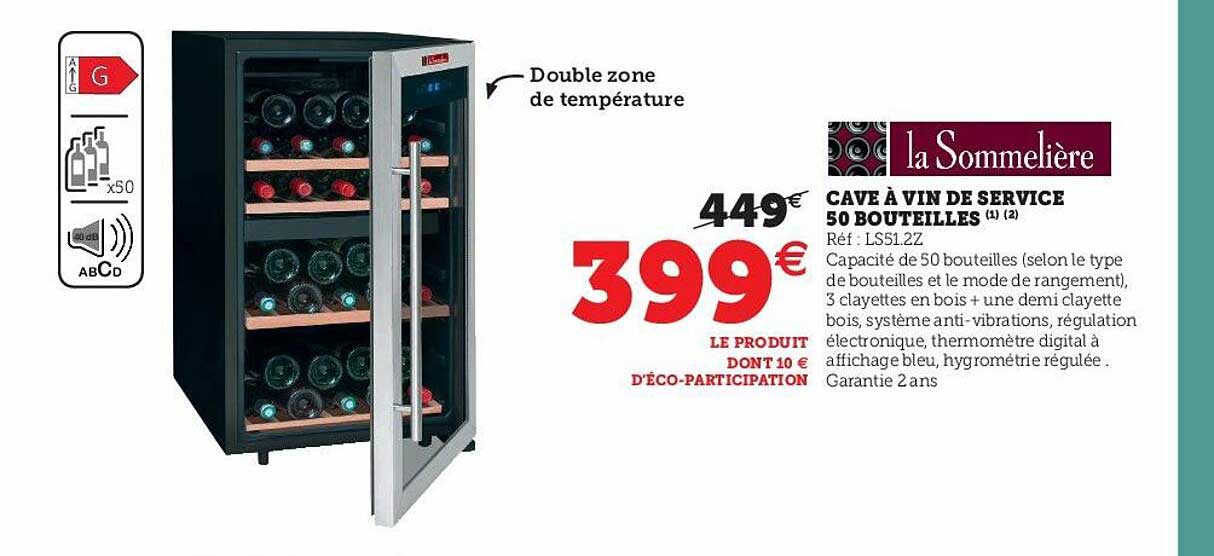 cave à vin de service 50 bouteilles la sommelière