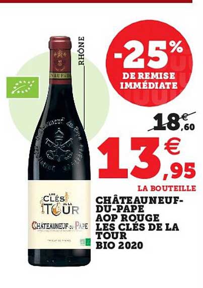 châteauneuf-du-pape aop rouge les clés de la tour bio 2020