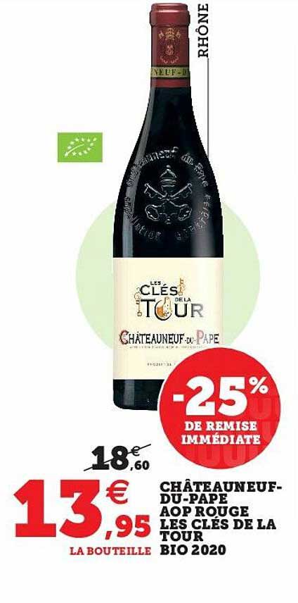 châteauneuf-du-pape aop rouge les clés de la tour bio 2020