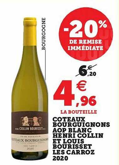 coteaux bourguignons aop blanc henri collin et louis bourisset les carroz 2020