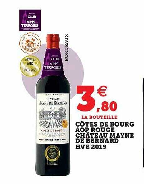 côtes de bourg aop rouge château mayene de bernard hve 2019