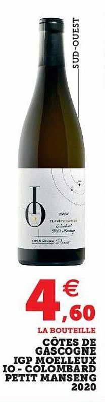 côtes de gascogne igp moelleux io - colombard petit manseng 2020