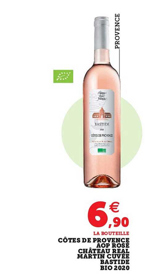 côtes de provence aop rosé château real martin cuvée bastide bio 2020