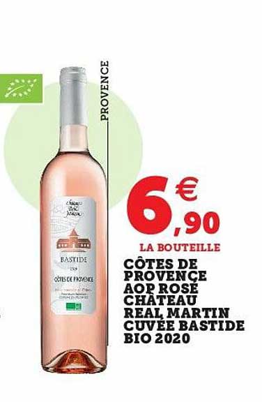 côtes de provence aop rosé château real martin cuvée bastide bio 2020