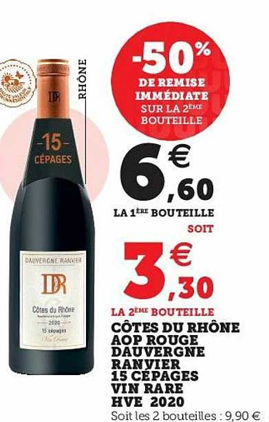 côtes du rhône aop rouge dauvergne ranvier 15 cépages vin rare hve 2020
