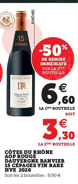 côtes du rhône aop rouge dauvergne ranvier 15 cépages vin rare hve 2020