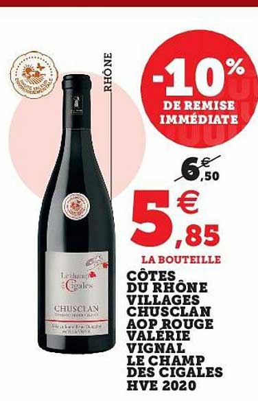 côtes du rhône villages chusclan aop rouge valérie vignal le champ des cigales hve 2020