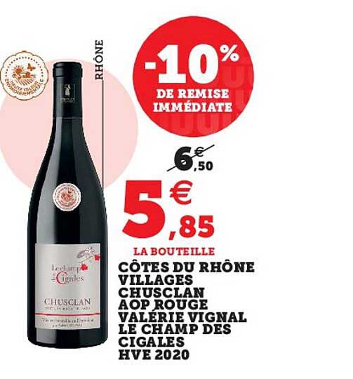 côtes du rhône villages chusclan aop rouge valérie vignal le champ des cigales hve 2020