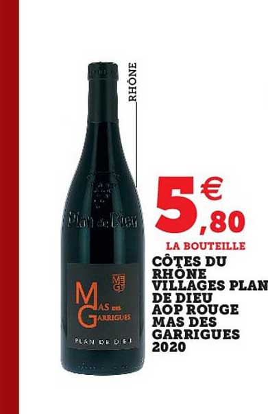 côtes du rhône villages plan de dieu aop rouge mas des garrigues 2020