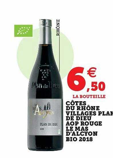 côtes du rhône villages plan de dieux aop rouge le mas d'alcyon bio 2018