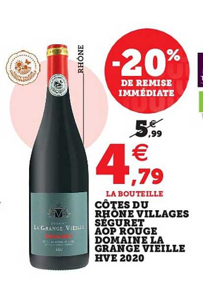 côtes du rhône villages séguret aop rouge domaine la grange vieille hve 2020