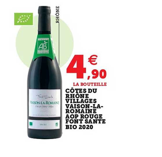 côtes du rhône villages vaison-la-romaine aop rouge font santé bio 2020