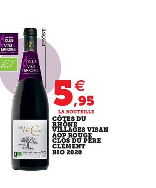 côtes du rhône villages visan aop rouge clos du père clément bio 2020