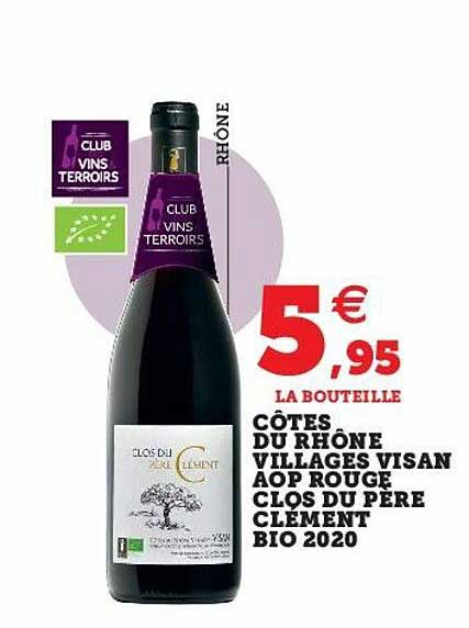 côtes du rhône villages visan aop rouge clos du père clément bio 2020