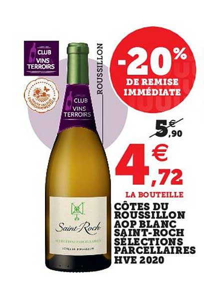 côtes du rousillon aop blanc saint-roch sélections parcellaires hve 2020