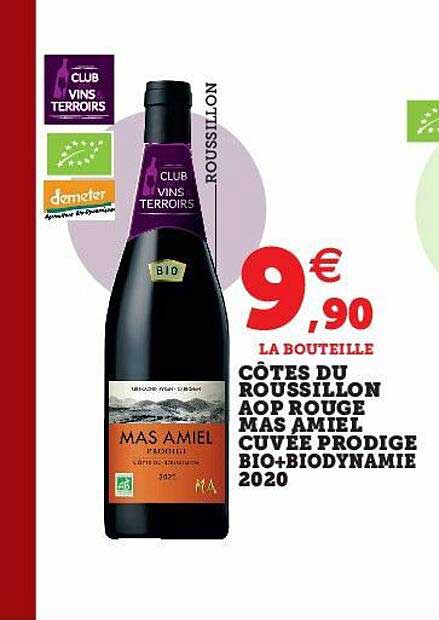 côtes du roussillon aop rouge mas amiel cuvée prodige bio+biodynamie 2020
