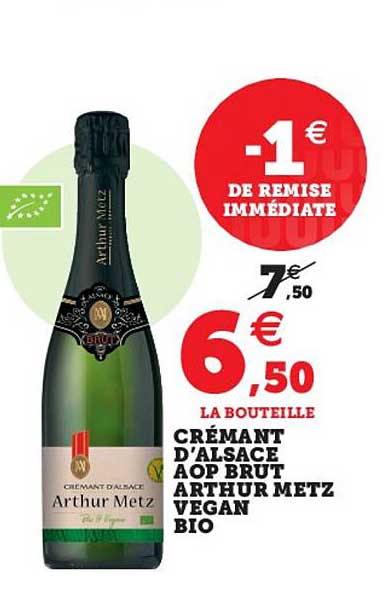 crémant d'alsace aop brut arthur metz vegan bio