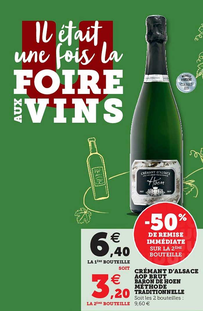 crémant d'alsace aop brut baron de hoen méthode traditionnelle