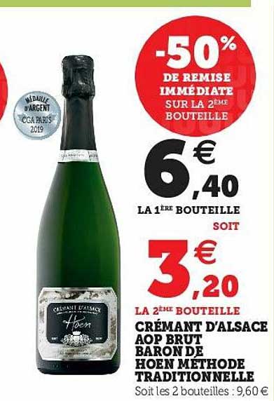 crémant d'alsace aop brut baron de hoen méthode traditionnelle