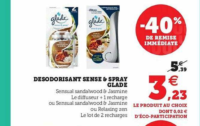 désodorisant sense & spray glade