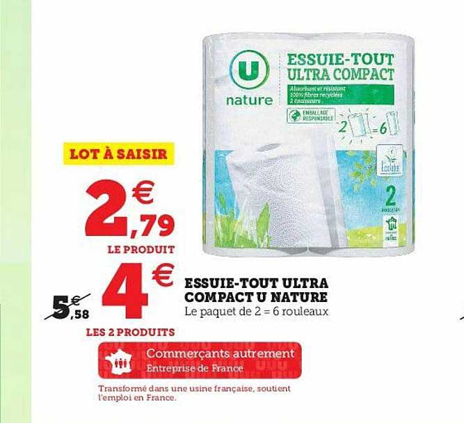 essuie-tout ultra compact u nature