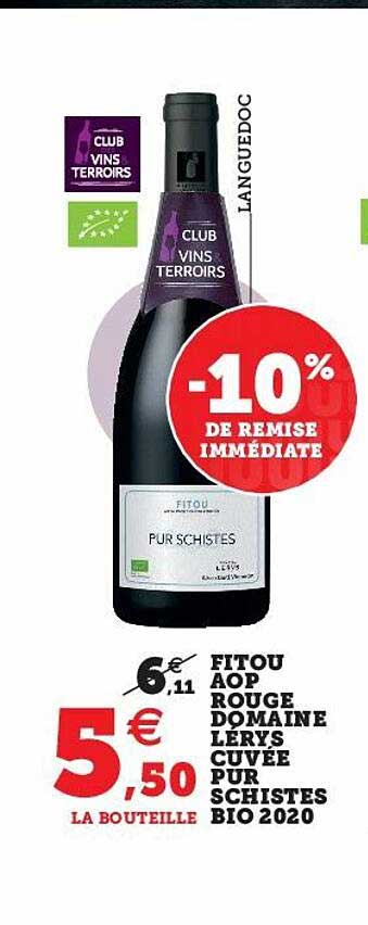 fitou aop rouge domaine lerrys cuvée pur schistes bio 2020