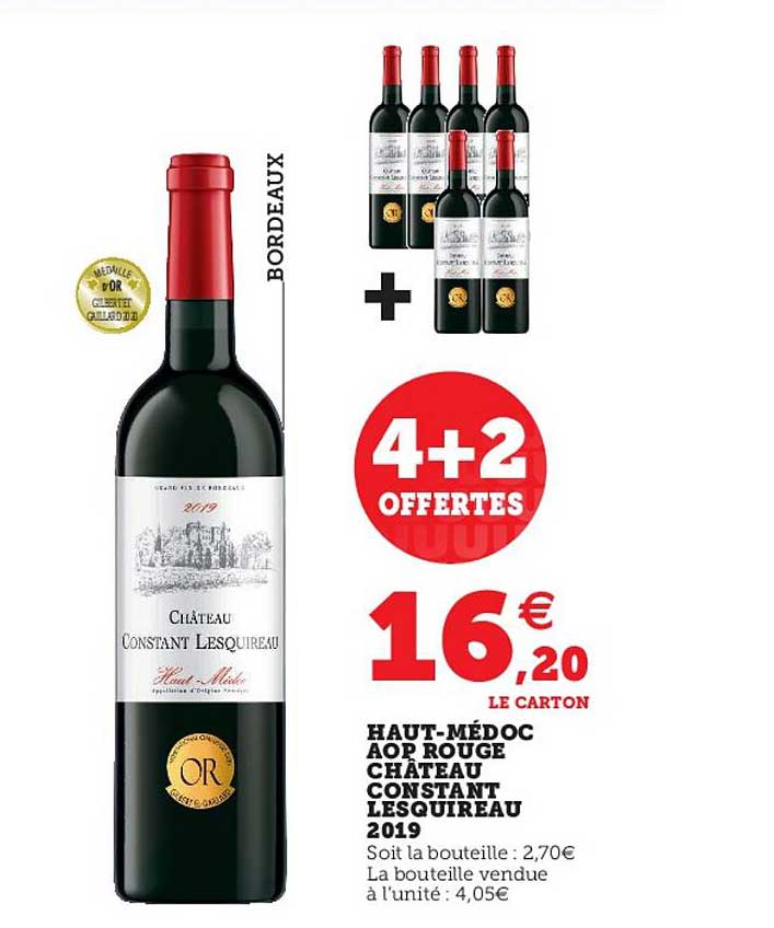 haut-médoc aop rouge château constant lesquireau 2019