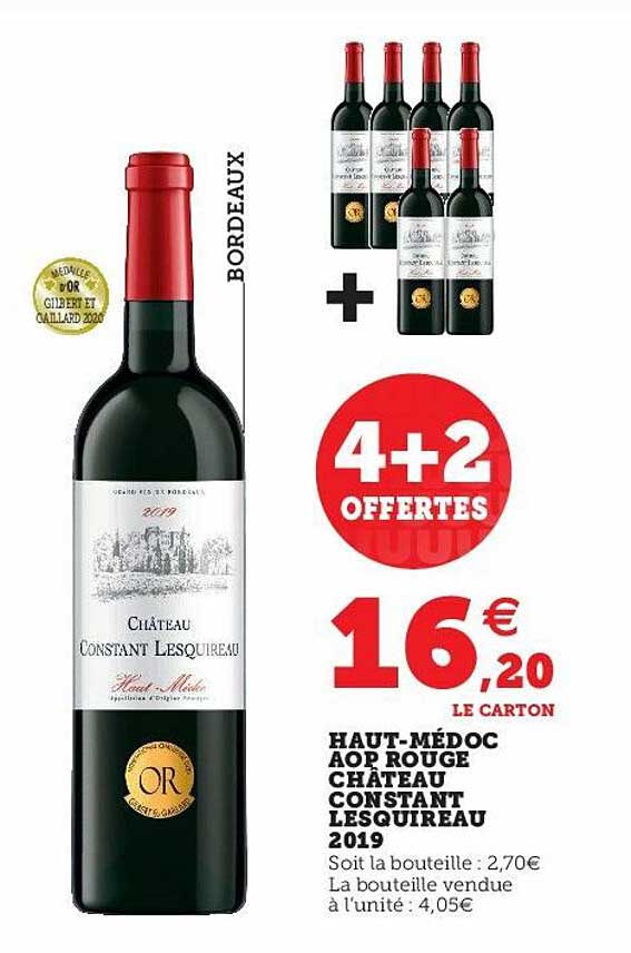 haut-médoc aop rouge château constant lesquireau 2019